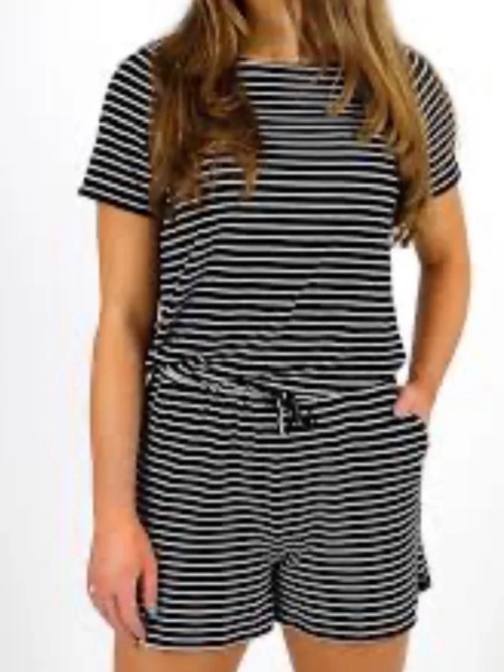 Grace & Lace striped women’s romper size L